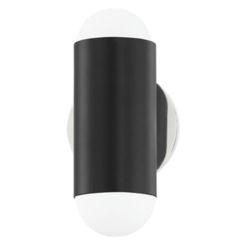 New in box!  Mitzi Kira 2 Light Polished Nickel/Soft Black Wall Sconce